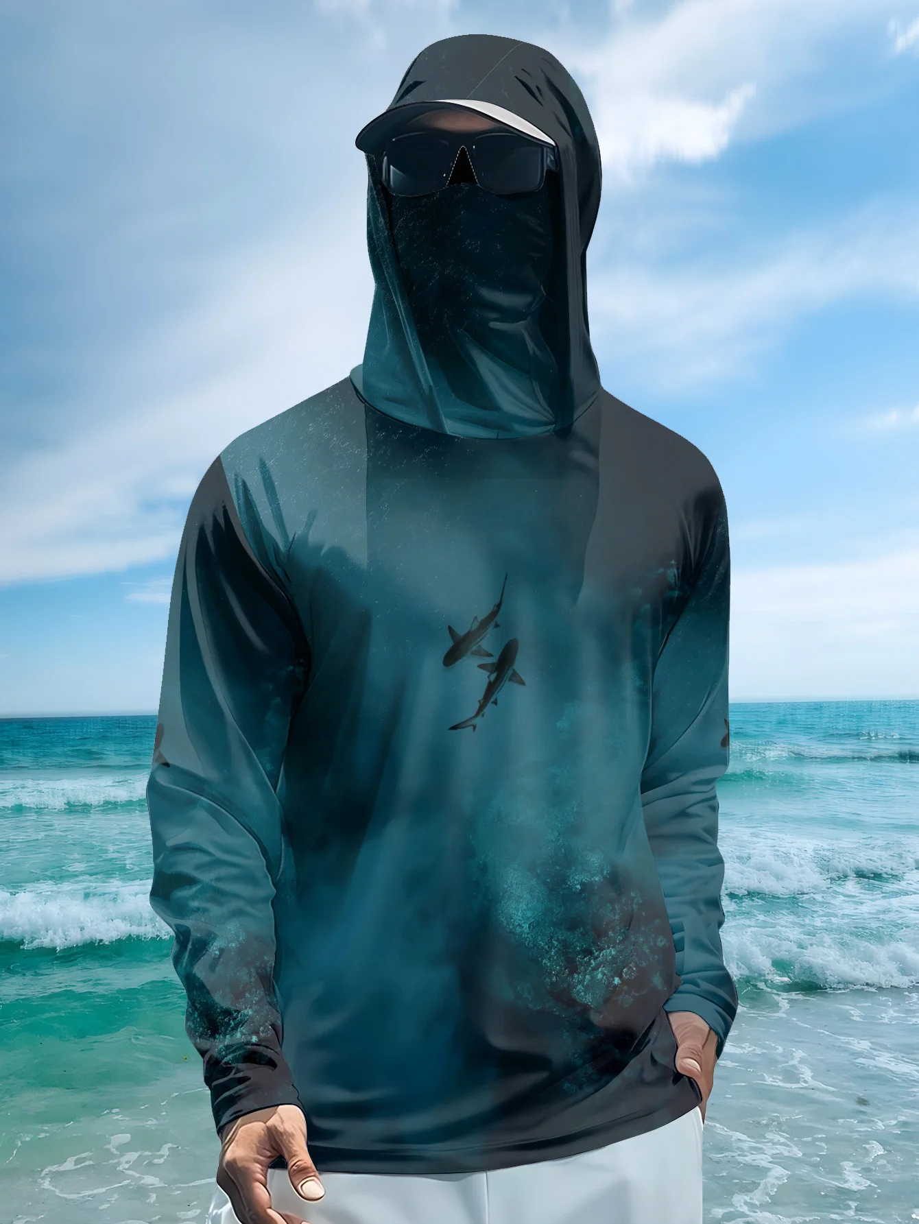 هودي صيد للرجال UPF50+ مع قناع - مراجعة Fishing Mask Sun Protection وسعره